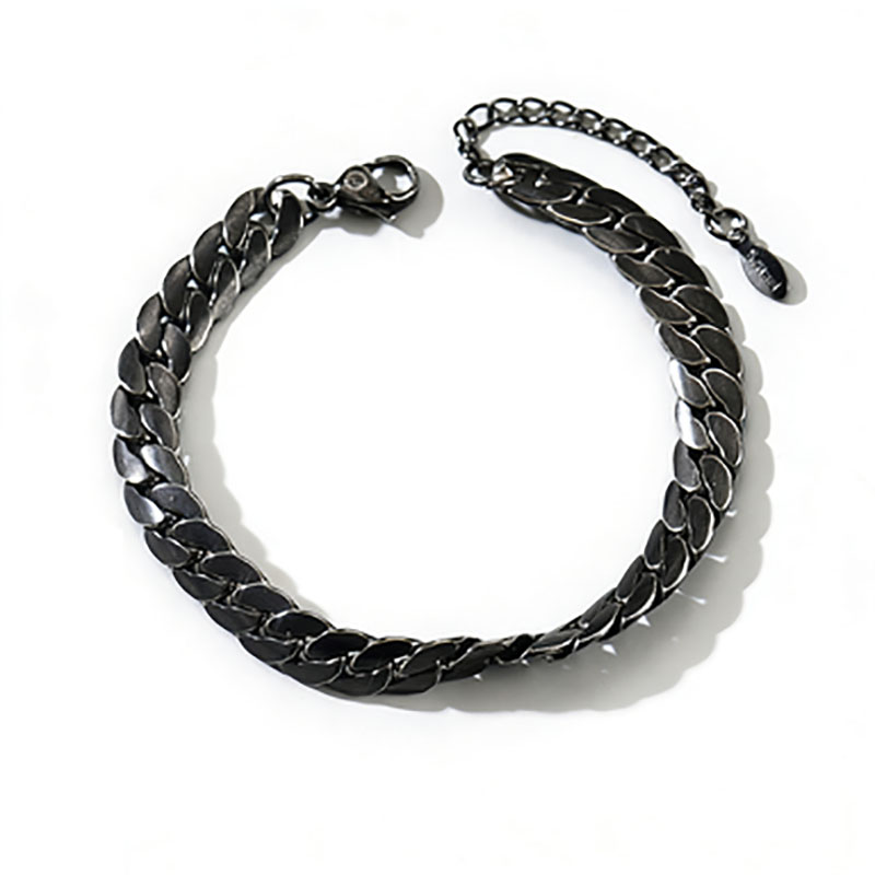 Streetwear Brand Jewelry - アペクセルブランド ストリートウェア ジュエリー ステンレススチール ブレスレット ブラックキューバンリンクチェーンブレスレット