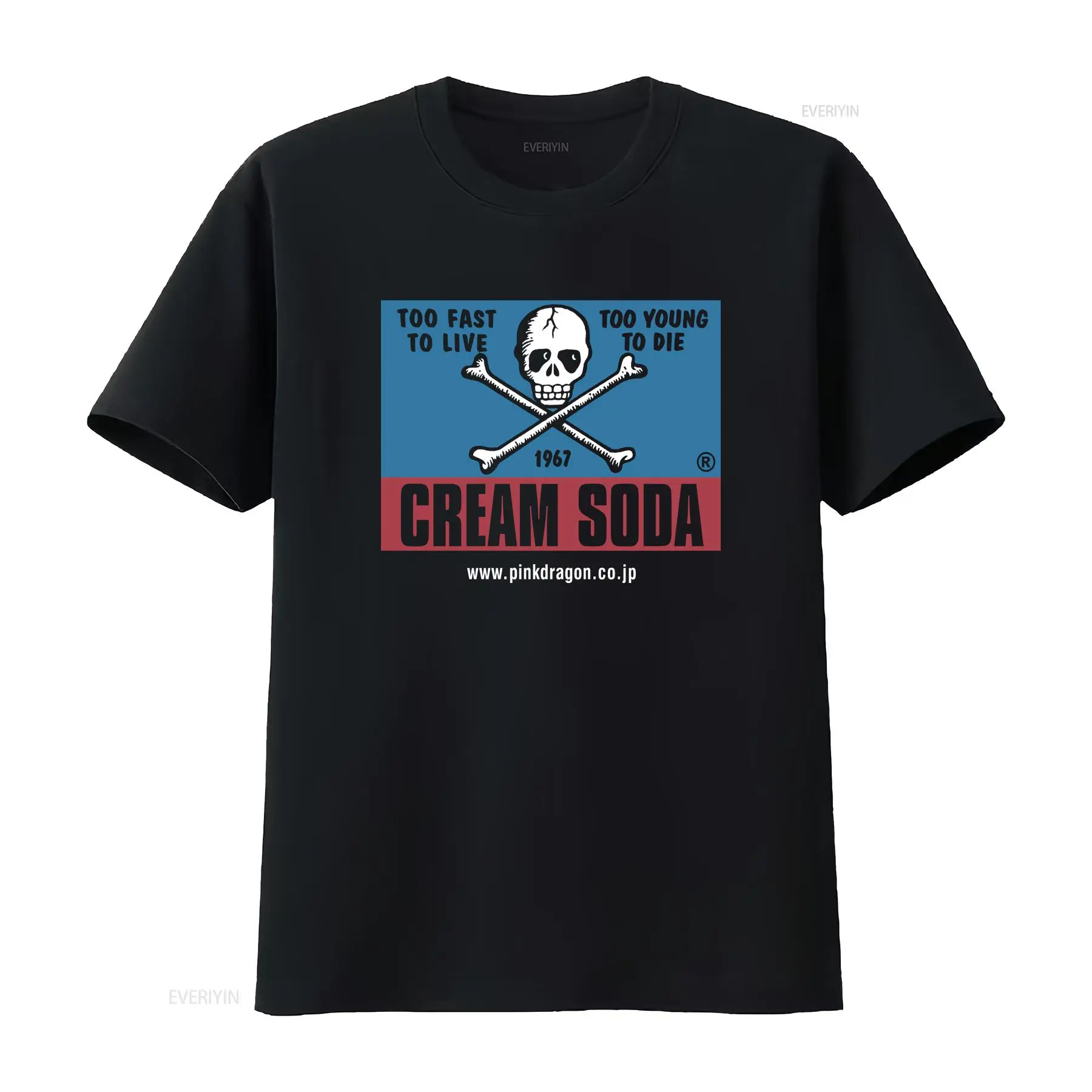 Streetwear Brand Japanese - ヴィンテージクリームソーダスカル日本ブランドストリートウェアTシャツ長袖または半袖ヴィンテージウォッシュドトップ普段着に最適