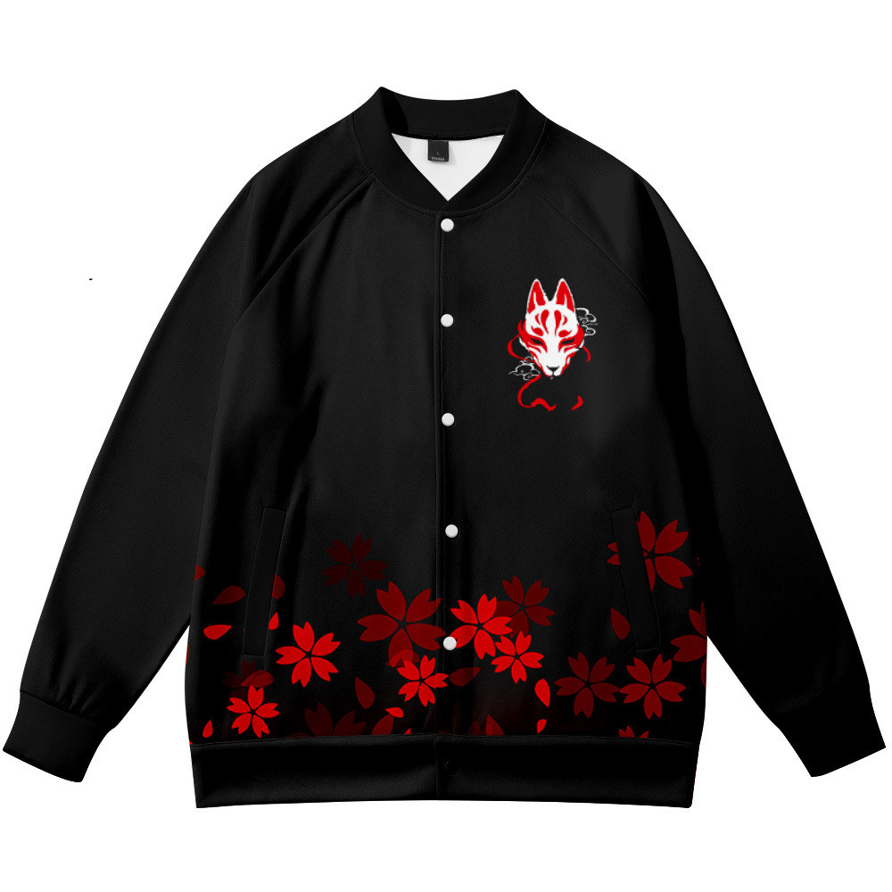 Streetwear Brand Flower - コートアニメ花キツネ 3D プリントスタンドカラージャケット男性女性ストリートスウェットシャツアニメコスプレパーカーブランド服