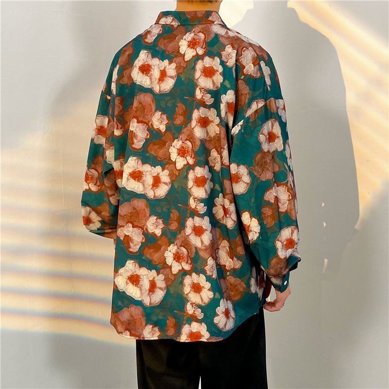 花柄のメンズ長袖Tシャツ,原宿風,大きくて用途の広いストリー - Streetwear Brand Flower のレビューと価格