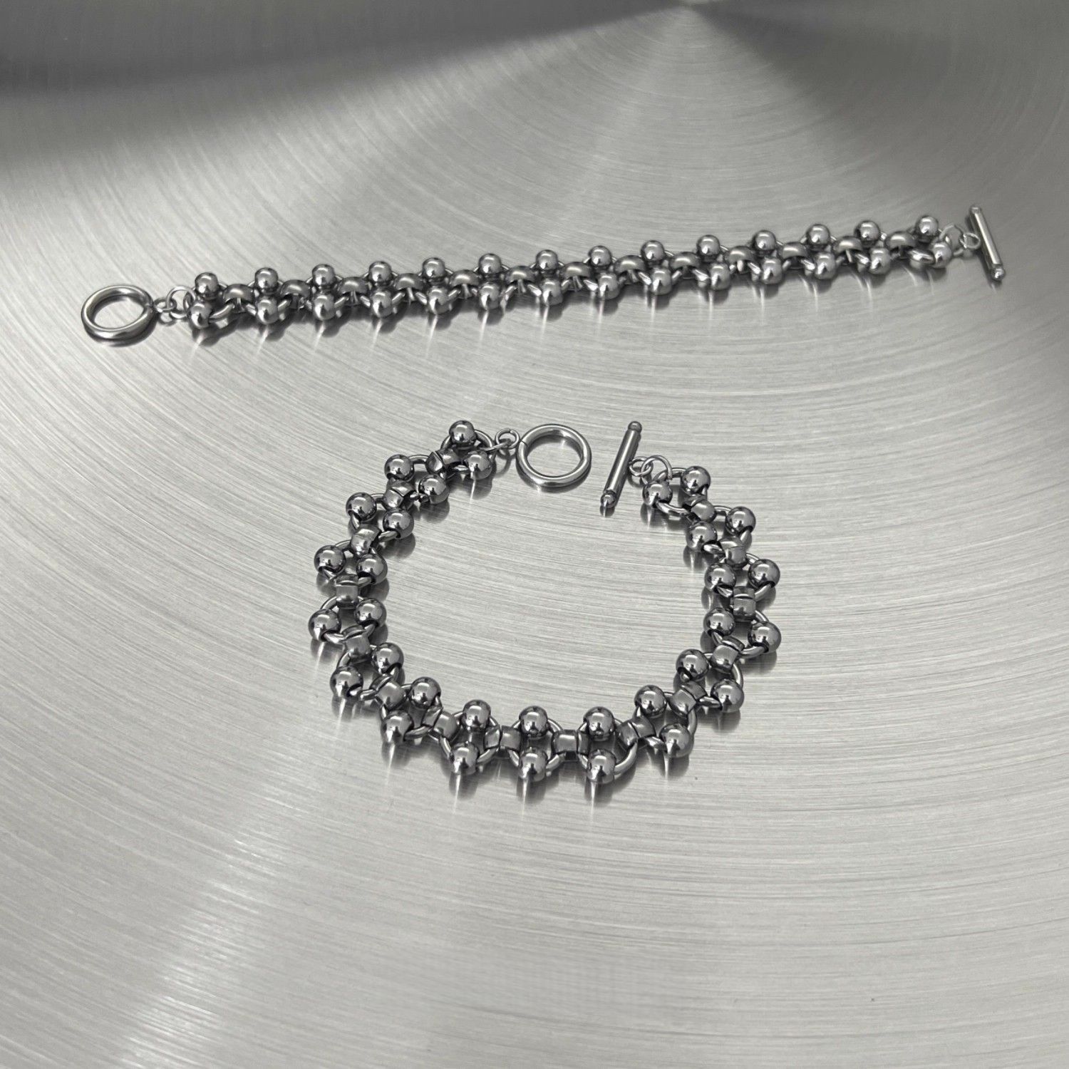 ヘビーパンク中空スチールビーズブレスレット - 色褪せないチ - Streetwear Brand Jewelry のレビューと価格
