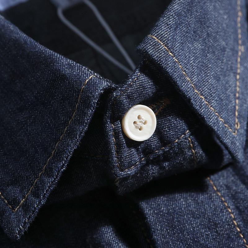 レトロ和風ルーズフィットメンズデニムシャツ半袖トレンディブラ - Streetwear Brand Japanese のレビューと価格