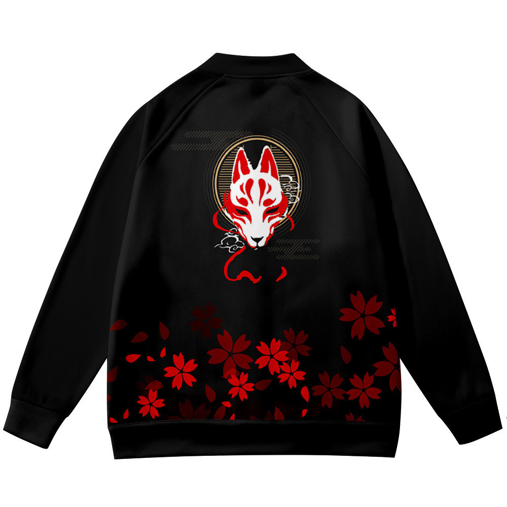 コートアニメ花キツネ 3D プリントスタンドカラージャケット - Streetwear Brand Flower のレビューと価格